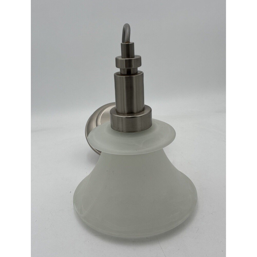 Brushed Nickel Pendant Light Fixture Frosted Glass Shade Ceiling Mount Lamp.
